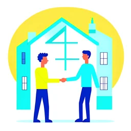 illustration of someone paying rent with minimal colors