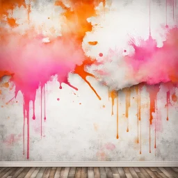 Hyper Realistic White, Orange & Pink Multicolored Grungy-Wall-Background