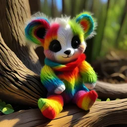 magic bush baby rainbow furry cute cuddly and adorable very friendly and has a rainbow knitted scarf warmed up near the fire place and cuddling up in his bed he is a real bush baby he like to be lazy #moodyalilsleepy