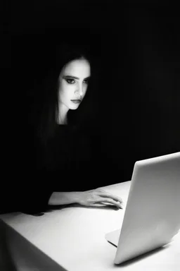 solana king liquidation flush shadow face in a dark room looking at computer oracle of delphi seeing the future in the style of surrealism black and white