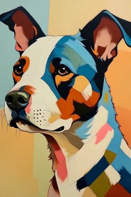 unique simple dog portrait painting with different shapes