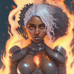 Ana de Armas, , high detail, high quality, ebony goddess, heater, iron coil heater, gears, steam, steal ribcage, steal breastplate, white hair, fire heart, heart on fire, metal made, 4k, high resolution. full detail. digital art, anime, cartoon, watercolor