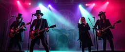 amish punk vampires on stage in style of Geiger