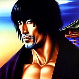 portrait of 'Genma Himuro-Ninja Scroll',painting by Earl Norem, simon Bisley, evan lee, 86-86, oil on canvas, cinematic composition, extreme detail,fit full head inside picture,8k