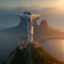 Christ the Redeemer, beautiful, landscape,sunset, unreal engine 5, cinematic lighting, photorealistic, realistic, hyper detailed, 8k, octane render, cinema 4d