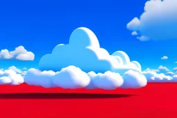 white cloud on blue sky with red data center on it