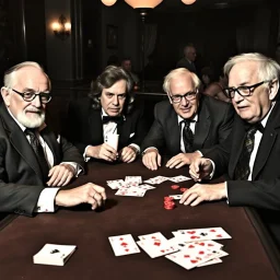 A poker game with Warren Harding, Warren Zevon, Warren Burger, and Warren Buffett.