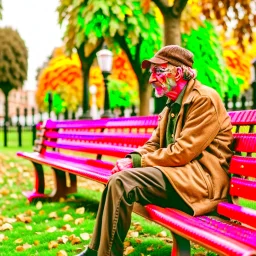 The figure of a man in a park sitting on a bench, thinking about complex issues.