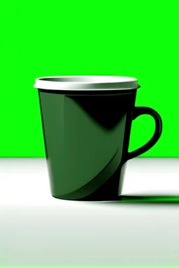 black and white coffee cup with green background