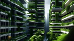 modern city with plants
