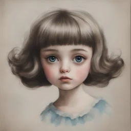Postcard in the style of Margaret Keane