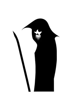 Extremely simple logo representing the shadow of the grim reaper. Black on white background