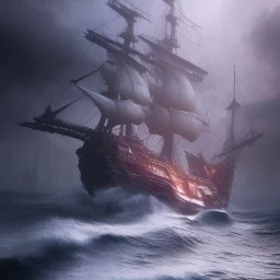 photo of a ultra realistic pirate ship, dramatic light, pale sunrise, cinematic lighting, battered, low angle, trending on artstation, 4k, hyper realistic, focused, extreme details, unreal engine 5, cinematic, masterpiece, art by studio ghibli, intricate artwork by john william turner