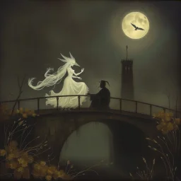 THE GHOST IS STILL DANCING AT NIGHT ON THE OLD COUNTRY BRIDGE. . Leonor Fini. Fiona Staples