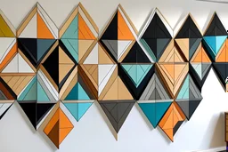 Design an abstract geometric wall art installation inspired by the concept of symmetry and balance."