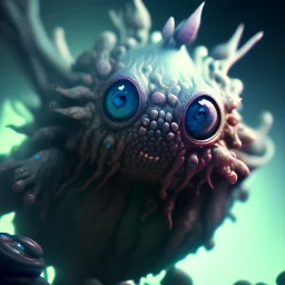 Cute fluid ink creature, big black eyes, unreal engine 5, 8k resolution, photorealistic, ultra detailed