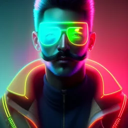 a beautiful commission portrait of a male mustache canary wearing a neon jacket, futuristic, detailed face, cyberpunk city, deviantart, artstation, art by greg rutkowski, ross tran, professional lighting, neon city, night, raytracing, highly realistic,4k,dramatic,hyperrealism