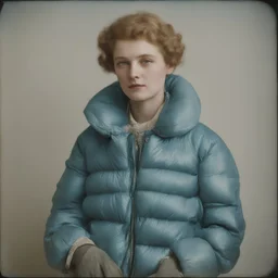 Florence lawrence, blue, autochrome, plastic puffy jacket