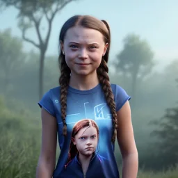  Greta Thunberg Wearing make up avatar in pandora toddler, full body, Pandora background