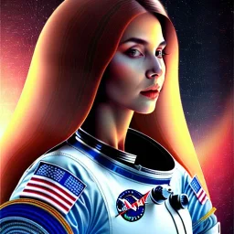 black long hairs lady astronaut top under sunset