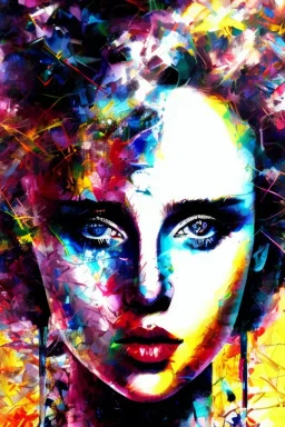 Danish singer MØ face, Abstract portrait by Yoji Shinkawa,