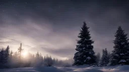 christmas,festive,fir forrest scenery,forest,tree,nature,night,snow,lanterns,fir tree,night ,cloud,holy night