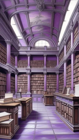 A purple factory with a library painted by Michelangelo di Lodovico Buonarroti Simoni