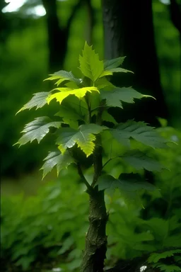 An average-sized stem caudiciform that grows up to 5 feet (1.5 meters) tall. The thick, dark grey trunk reaches 5 feet (1.5 meters) in diameter. Its green branches trail down towards the ground. The serrated-edged, wide leaves are a shade of orange-yellow that gradient shifts to slate at the top. They are robust, and take some effort to detach. --- Fact: It spreads easily and often blanket large areas.