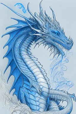 Line art of a blue dragon