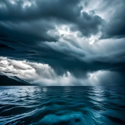 A cloudy sky over a massive boy of water