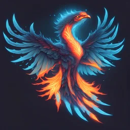 Flamewinged Might in Vector bioluminescence art style