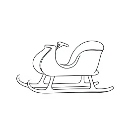 A black and white cute drawing of a sled. Only outline, white background,for kids