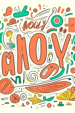 illustration with bold outlines Mood: Playful and joyful Lighting: Even and bright Text: "Monday"