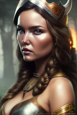 Camilla Luddington viking, busty hitomi tanaka, pintura,detalhes,textura,qualidade 8k, in florest, Minimalismo, Romantismo, Expressionismo, Impressionismo