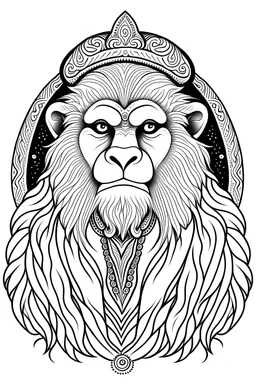 a Uakari. centered flat minimalistic black and white high contrast line drawing, coloring book style, {prompt}, (white sky, white clouds,mandala style, white hair, white objects, white clothing, white fur, white skin, white terrain, white scales), blank white background.