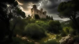 The sun in the west hid its light, the sky was covered with clouds Furious in the pines the wind roared, the magnificent river roaring agitatedly, the castle of Simancas boasts its walls