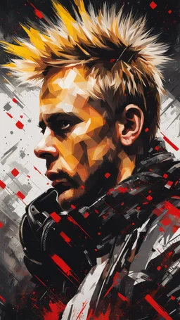 A ultra realistic poster of Armin Van Buuren face as Bart Simpson in the red matrix , by Daniel Castan :: Carne Griffiths :: Andreas Lie :: Russ Mills :: Leonid Afremov, dark background, high detail, DJ pose