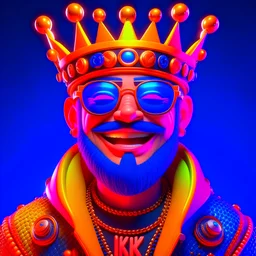 King cyberpunk cheerful 3D