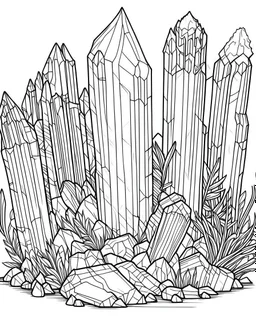 Selenite crystals coloring pages small slim line art