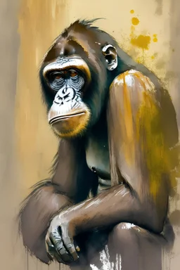 Bored ape oil paint with sketch art