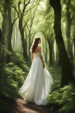 Now within leafy groves as serene as cloisters of yore, my form slips free from dress of silk and samite, assuming nature's grace with joy's ease. Skin glows dapple-fair as forest's child, lithe limbs contouring smooth as birch limbs swollen with spring's rebirth. Tresses spill unbound, shadows rich as loam where patient roots delve deep. Eyes peek doe-like through lashes lush as fern-fronds veiling slumbering dreams beneath. Lips curve soft as floral cushions where birds might nest, breathing s