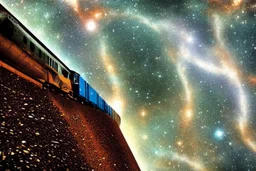 A train flying into universe.