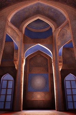 inside a Moghul mosque by artist "Luminous Lapislazuli",by artist "Noctilucent Nacre"