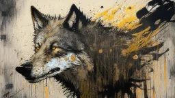 a wolf in pollock style