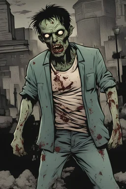 zombie, portrait, comic book, full body, standing