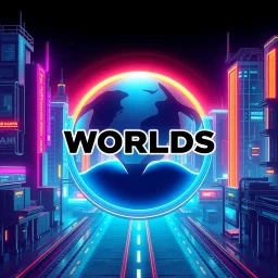 create a nice cool logo background for my account the image must show Worlds Non Existed and Reality and Reimagined , future modern city and future modern industry ,vibrant metallic colors .1:1 ratio. no text should displayed