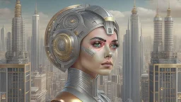 Metropolis like female android with open circuit
