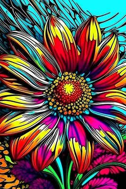 "Pop art image of a beautiful flower, amazing pop art, intricate colours, 8k resolution"