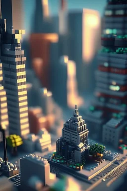 brilliant raytraced lego city in chrome, 4k, nvidia graphics, volumetric light, depth of field, lego aliens