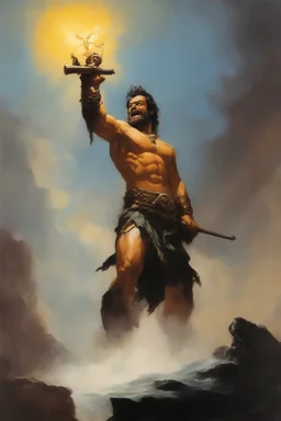 full color - Praise the Lord - oil painting by Frank Frazetta